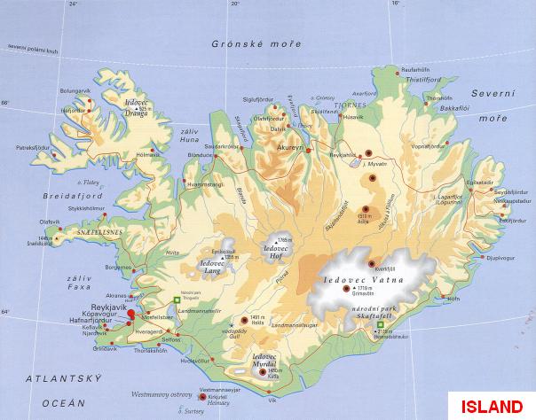 mapa Islandu